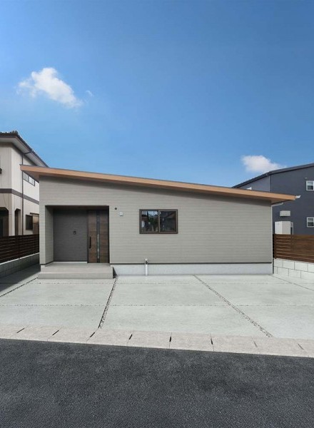 シンプルで美しい、片流れ屋根の平屋